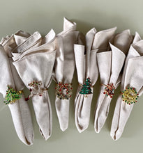 Cargar imagen en el visor de la galería, Set de 6 Servilletas de Lino Crema 40x40