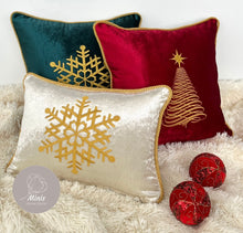 Cargar imagen en el visor de la galería, Cojín Navidad Rojo Arbol Dorado
