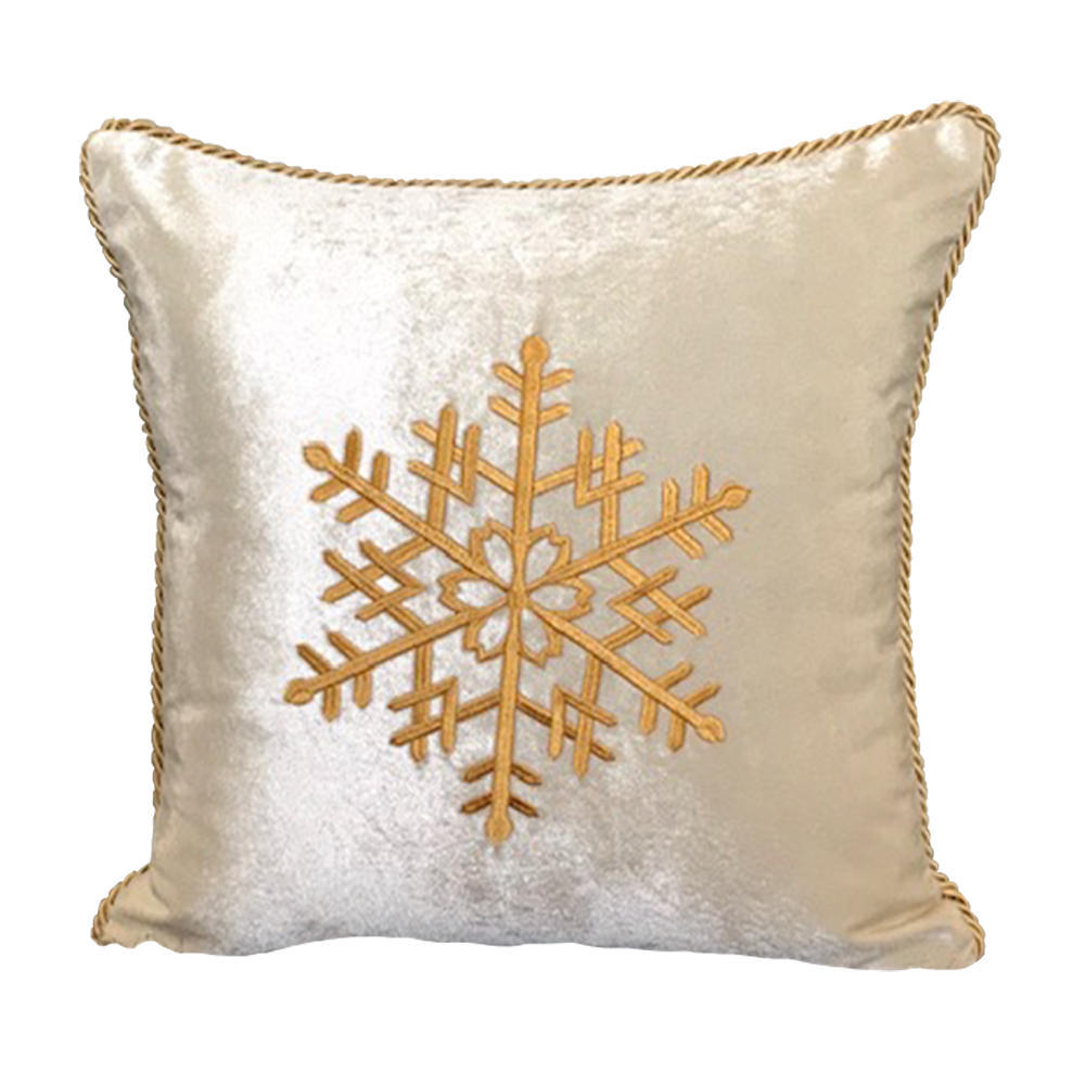 Cojín Navidad Crema Copo Dorado